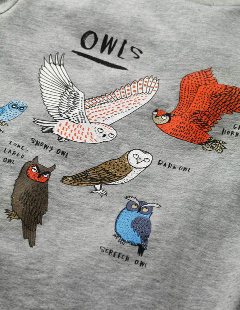 Animal Names T-shirt - Grey Marl Owls Animal Names T-shirt - Grey Marl Owls