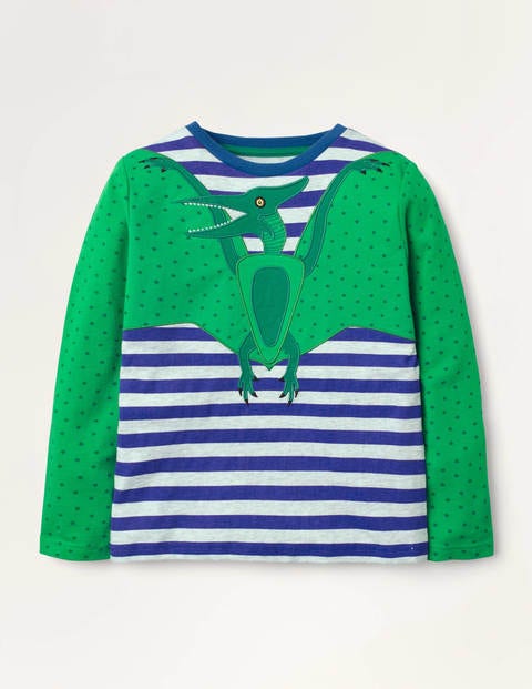 Appliqué Spooky Wing T-shirt - Greek Blue Pterodactyl Appliqué Spooky Wing T-shirt - Greek Blue Pterodactyl