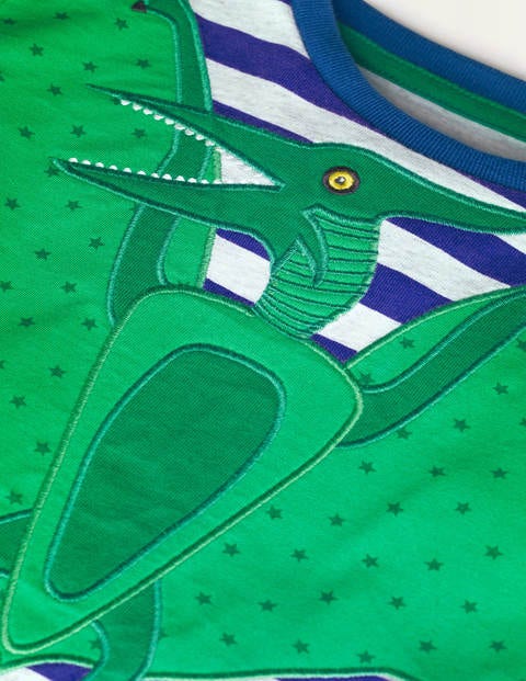 Appliqué Spooky Wing T-shirt - Greek Blue Pterodactyl Appliqué Spooky Wing T-shirt - Greek Blue Pterodactyl