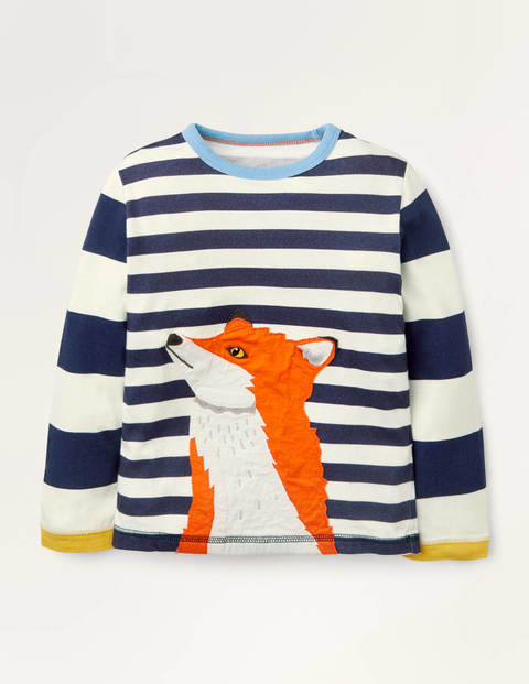 Woodland Appliqué T-shirt - Ivory/College Navy Fox Woodland Appliqué T-shirt - Ivory/College Navy Fox