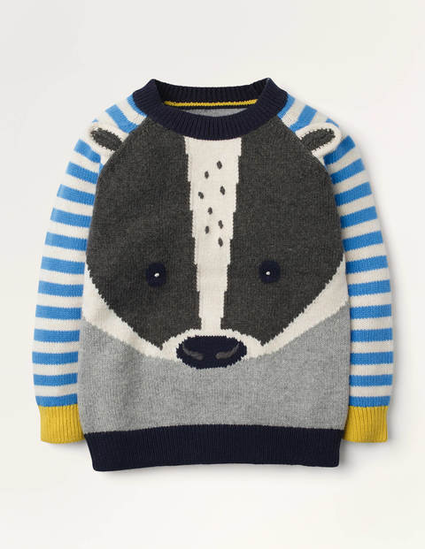Woodland Crew Sweater - Grey Marl Badger Woodland Crew Sweater - Grey Marl Badger