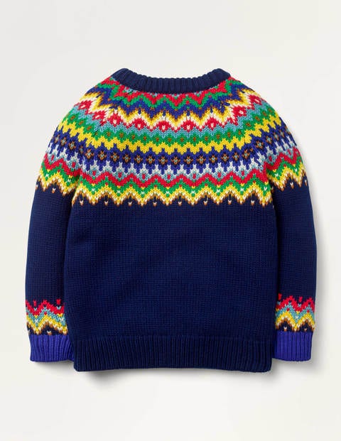 Gemütlicher Fair-Isle-Pullover mit Rundhalsausschnitt - Schuluniform-Navy/Grau Gemütlicher Fair-Isle-Pullover mit Rundhalsausschnitt - Schuluniform-Navy/Grau