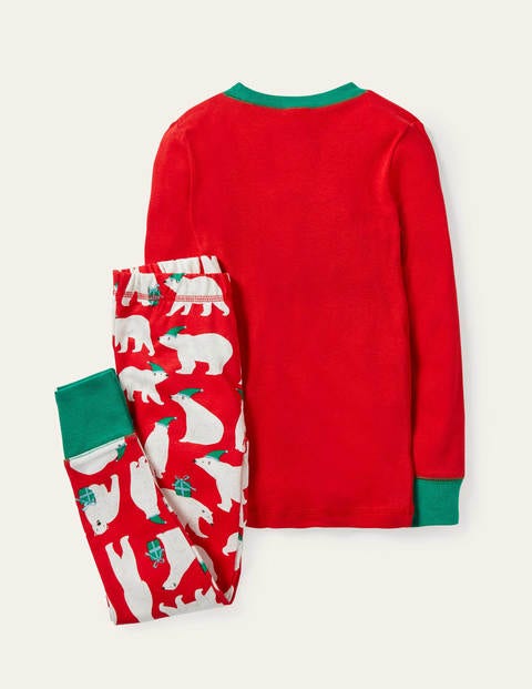Cosy Appliqué Long Pajamas - Hot Pepper Red Polar Bear Cosy Appliqué Long Pajamas - Hot Pepper Red Polar Bear