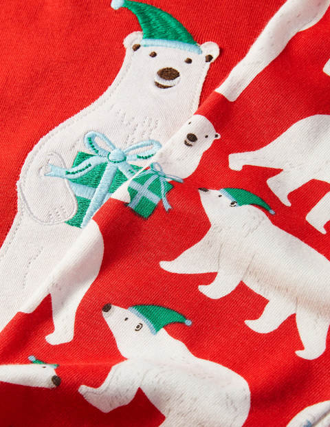 Cosy Appliqué Long Pajamas - Hot Pepper Red Polar Bear Cosy Appliqué Long Pajamas - Hot Pepper Red Polar Bear