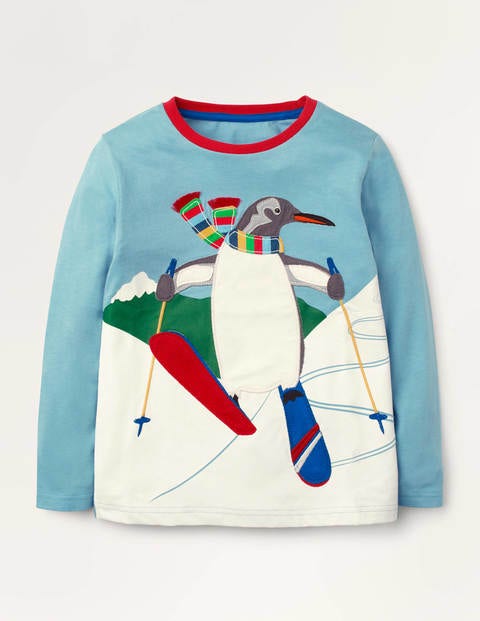 Polar Animal Appliqué T-shirt - Frost Blue Penguin Polar Animal Appliqué T-shirt - Frost Blue Penguin