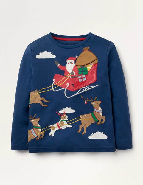 Lift-the-flap T-shirt - College Navy Santa Lift-the-flap T-shirt - College Navy Santa