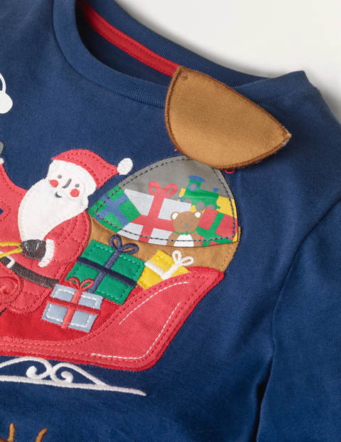 Lift-the-flap T-shirt - College Navy Santa Lift-the-flap T-shirt - College Navy Santa