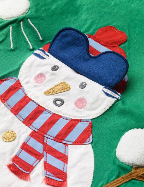 Oberteil mit Aufklappmotiv - Schottengrün, Schneemann Oberteil mit Aufklappmotiv - Schottengrün, Schneemann
