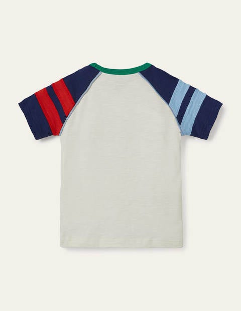 Gestreiftes Raglan-Shirt - Naturweiß, Stern Gestreiftes Raglan-Shirt - Naturweiß, Stern
