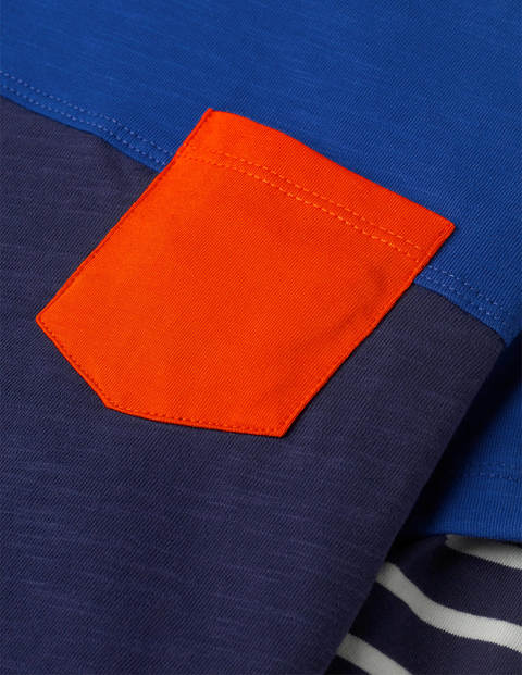 Lagen-T-Shirt mit Blockfarben - Griechisches Blau Lagen-T-Shirt mit Blockfarben - Griechisches Blau