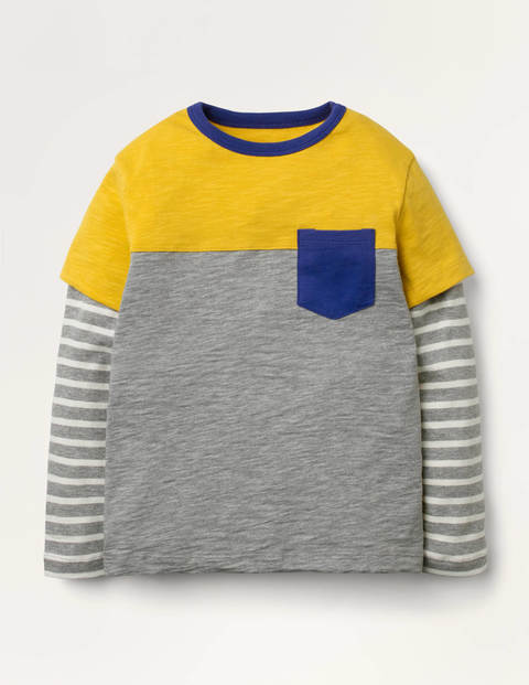 Colourblock Layered T-shirt - Grey Marl Colourblock Layered T-shirt - Grey Marl