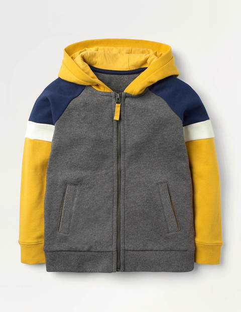 Hoodie mit Reißverschluss und Blockfarben - Anthrazit Meliert Hoodie mit Reißverschluss und Blockfarben - Anthrazit Meliert
