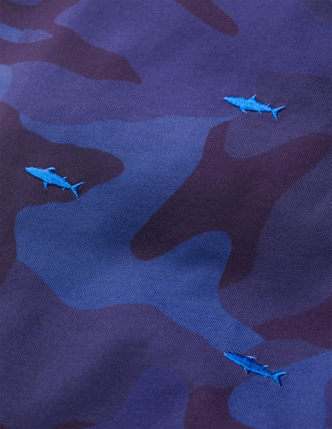 Besticktes T-Shirt mit Muster - Schuluniform-Navy Besticktes T-Shirt mit Muster - Schuluniform-Navy