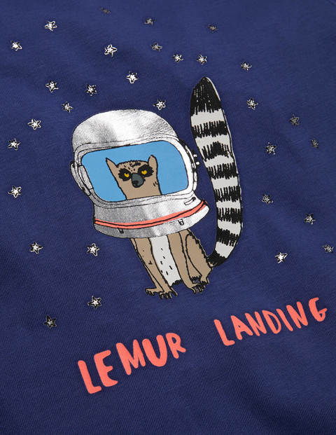 Fröhliches T-Shirt mit Tiermotiv - Segelblau, Lemur Fröhliches T-Shirt mit Tiermotiv - Segelblau, Lemur