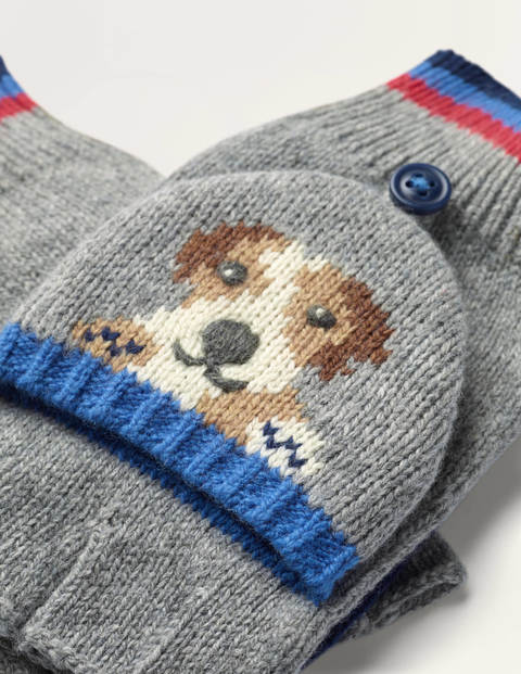 Fun Dog Mittens - Grey Marl Fun Dog Mittens - Grey Marl