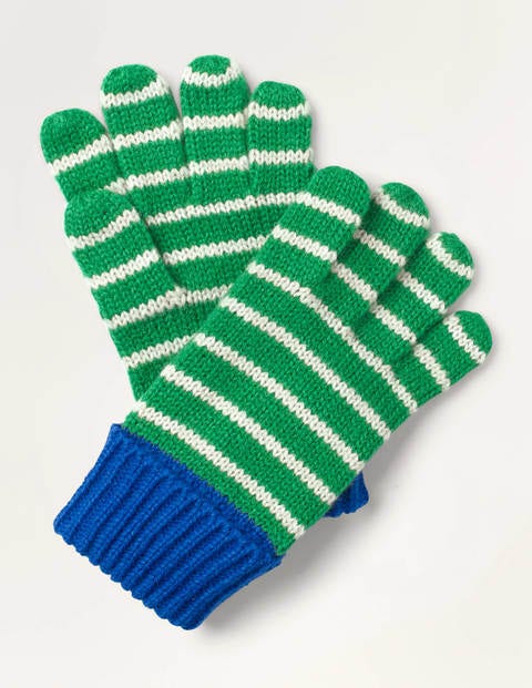 Gestreifte Strickhandschuhe - Schottengrün/Ecru Gestreifte Strickhandschuhe - Schottengrün/Ecru