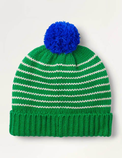 Knitted Striped Hat - Highland Green/Ecru Knitted Striped Hat - Highland Green/Ecru
