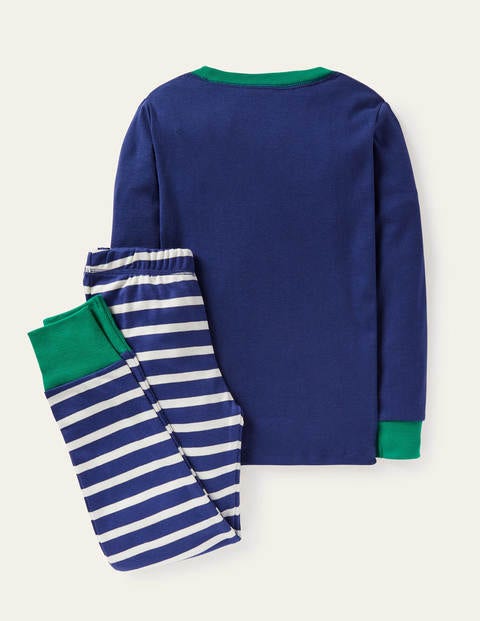Cosy Long John Pajamas - Starboard Blue Dino Scene Cosy Long John Pajamas - Starboard Blue Dino Scene