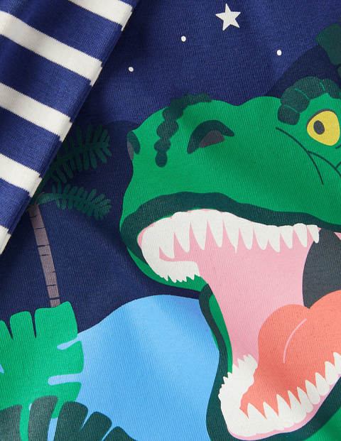 Cosy Long John Pajamas - Starboard Blue Dino Scene Cosy Long John Pajamas - Starboard Blue Dino Scene