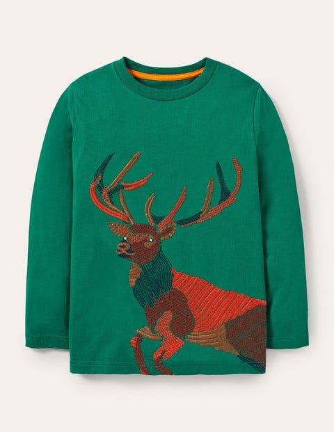 Superstitch Animal T-shirt - Forest Green Reindeer Superstitch Animal T-shirt - Forest Green Reindeer