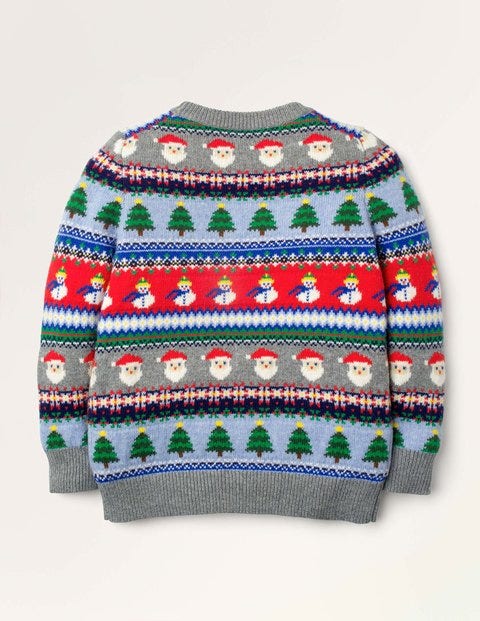 Christmas Fair Isle Jumper - Grey Marl Santas Christmas Fair Isle Jumper - Grey Marl Santas
