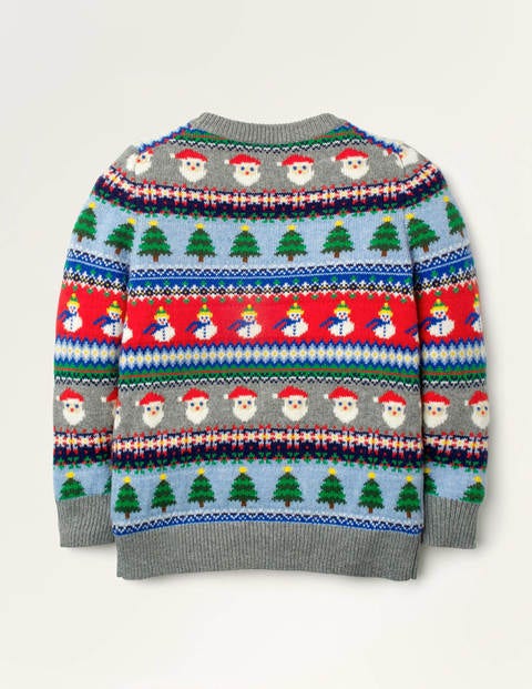 Christmas Fair Isle Jumper - Grey Marl Santas Christmas Fair Isle Jumper - Grey Marl Santas