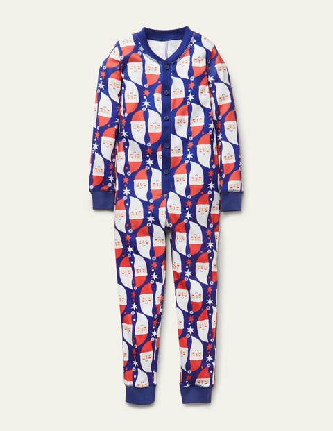 Bequemer einteiliger Schlafanzug - Leuchtendes Blau, Weihnachtsmann Bequemer einteiliger Schlafanzug - Leuchtendes Blau, Weihnachtsmann