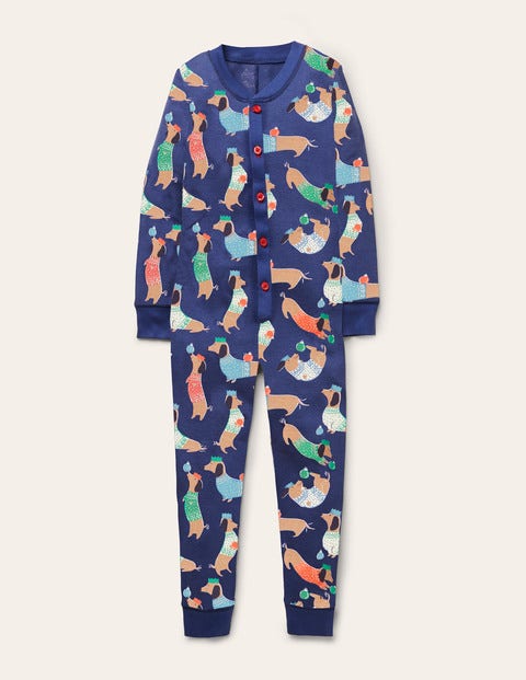 Cosy All-in-one Pyjamas - Starboard Blue Sausage Dogs Cosy All-in-one Pyjamas - Starboard Blue Sausage Dogs