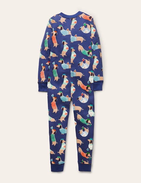 Cosy All-in-one Pyjamas - Starboard Blue Sausage Dogs Cosy All-in-one Pyjamas - Starboard Blue Sausage Dogs