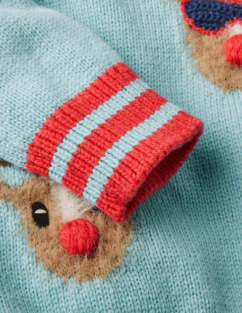 Weihnachtlicher Pullover mit Tieren - Eisblau, Rentiere Weihnachtlicher Pullover mit Tieren - Eisblau, Rentiere