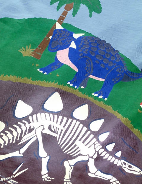 Oberteil mit prähistorischem Motiv - Eisblau, Dinosaurier Oberteil mit prähistorischem Motiv - Eisblau, Dinosaurier