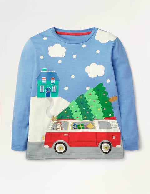 T-Shirt mit weihnachtlichem Motiv - Eisblau, Kleinbus T-Shirt mit weihnachtlichem Motiv - Eisblau, Kleinbus
