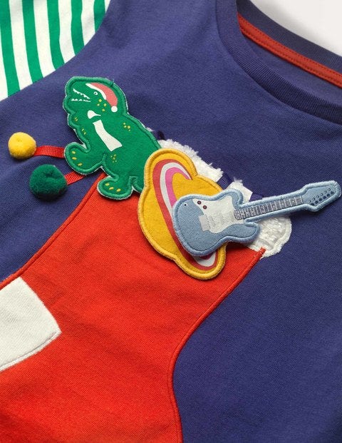 Fröhliches Weihnachts-T-Shirt - Segelblau, Weihnachtsstrumpf Fröhliches Weihnachts-T-Shirt - Segelblau, Weihnachtsstrumpf