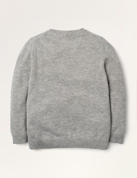 Cashmere Crew Neck Sweater - Grey Marl Reindeer Cashmere Crew Neck Sweater - Grey Marl Reindeer