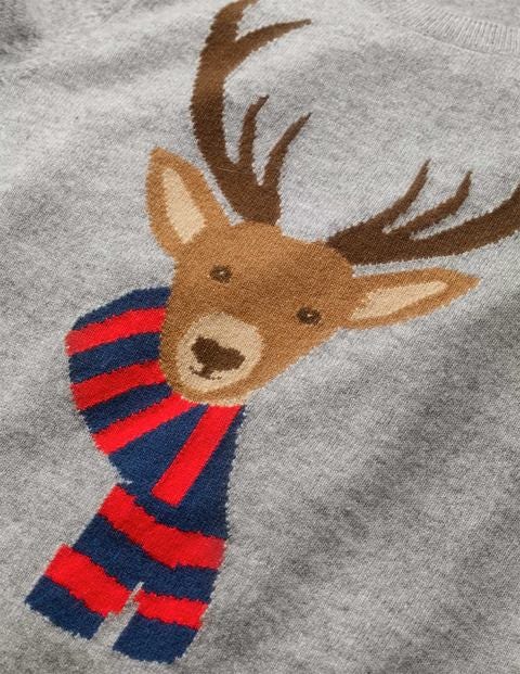 Cashmere Crew Neck Sweater - Grey Marl Reindeer Cashmere Crew Neck Sweater - Grey Marl Reindeer