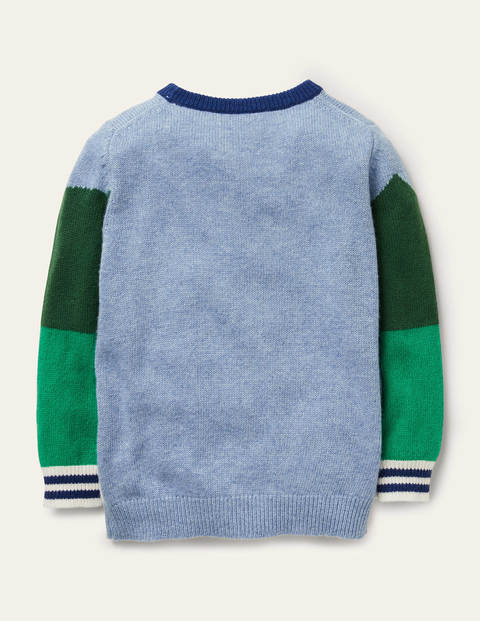 Weihnachtlicher Pullover mit Rundhalsausschnitt - Blau Meliert, Bergszene Weihnachtlicher Pullover mit Rundhalsausschnitt - Blau Meliert, Bergszene