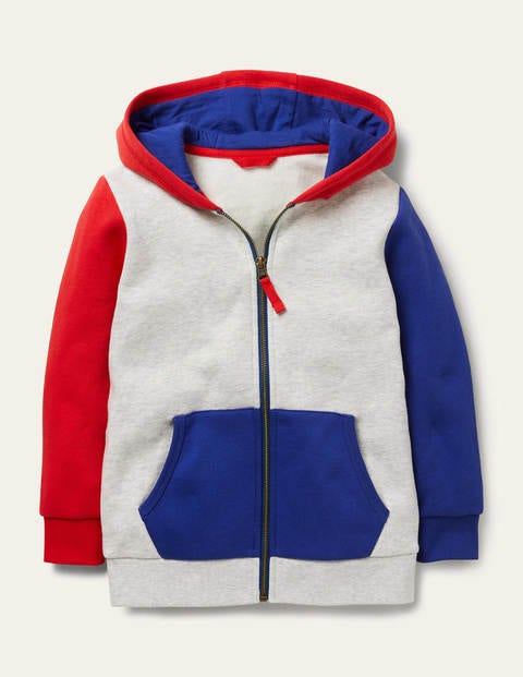 Kapuzenjacke mit Blockfarben - Griechisches Blau/Rockabilly-Rot Kapuzenjacke mit Blockfarben - Griechisches Blau/Rockabilly-Rot
