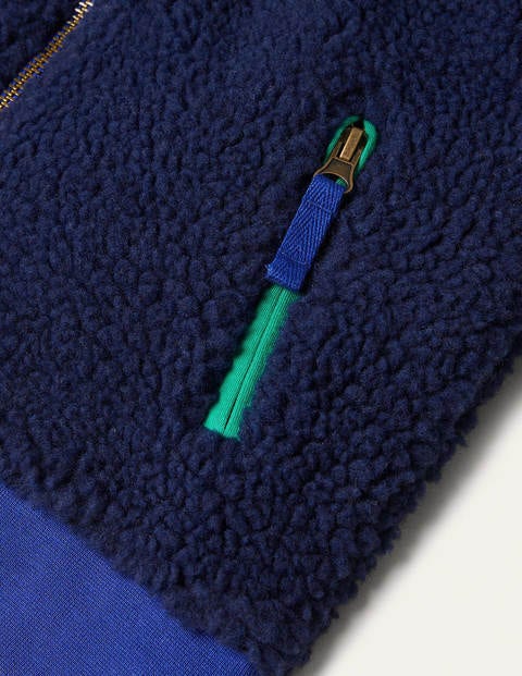 Gemütliche Borg-Kapuzenjacke - College Navy Gemütliche Borg-Kapuzenjacke - College Navy