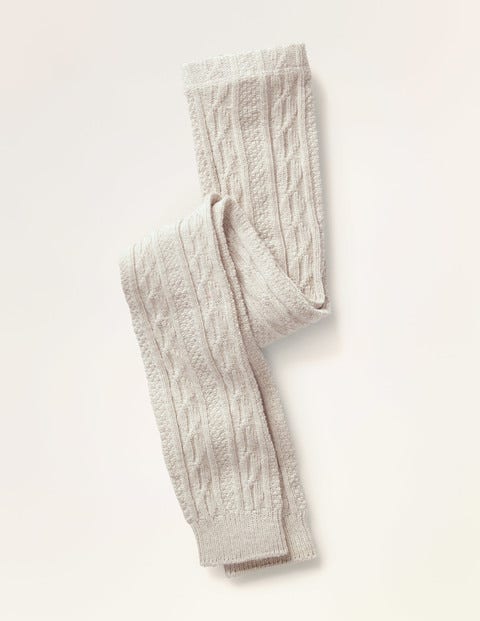 Cable Footless Tights - Oatmeal Marl Cable Footless Tights - Oatmeal Marl