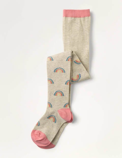 Patterned Tights - Oatmeal Marl Rainbows Patterned Tights - Oatmeal Marl Rainbows