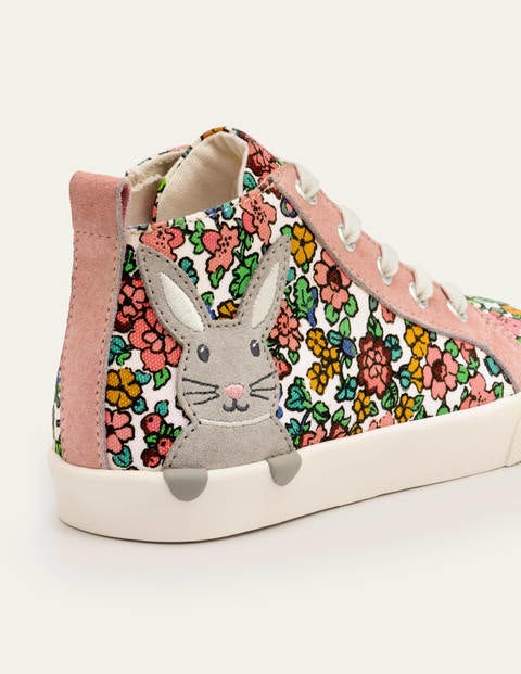 Hochgeschnittene Schuhe - Vintage-Blumenmuster/Häschen Hochgeschnittene Schuhe - Vintage-Blumenmuster/Häschen