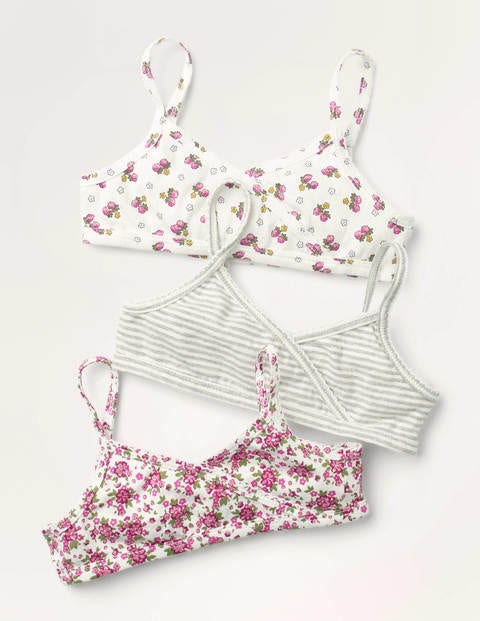 Kurze Oberteile mit Crossover-Design im 3er-Pack - Naturweiß/Beerenrosa, Blumenmuster Kurze Oberteile mit Crossover-Design im 3er-Pack - Naturweiß/Beerenrosa, Blumenmuster