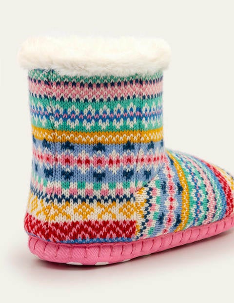 Knitted Slipper Boots - Multi Fair Isle Knitted Slipper Boots - Multi Fair Isle