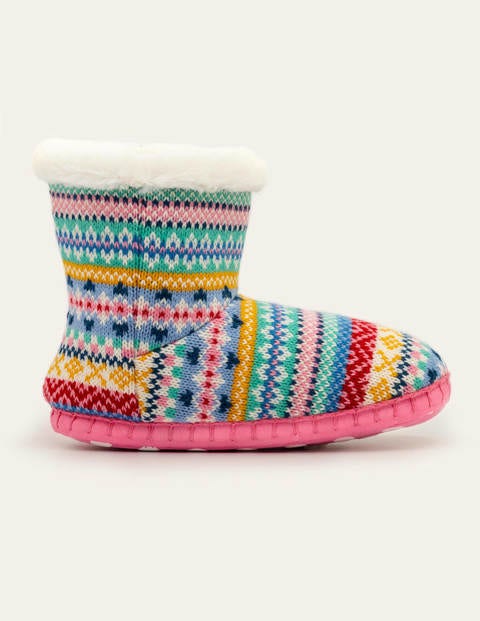 Knitted Slipper Boots - Multi Fair Isle Knitted Slipper Boots - Multi Fair Isle