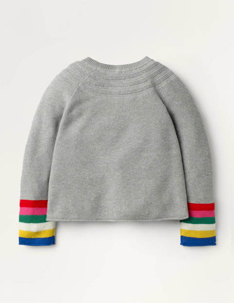 Baumwollkaschmircardigan - Grau Meliert, Regenbogen Baumwollkaschmircardigan - Grau Meliert, Regenbogen