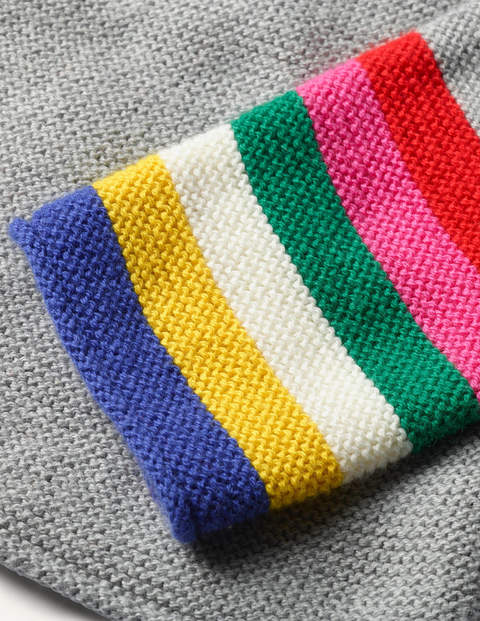 Baumwollkaschmircardigan - Grau Meliert, Regenbogen Baumwollkaschmircardigan - Grau Meliert, Regenbogen