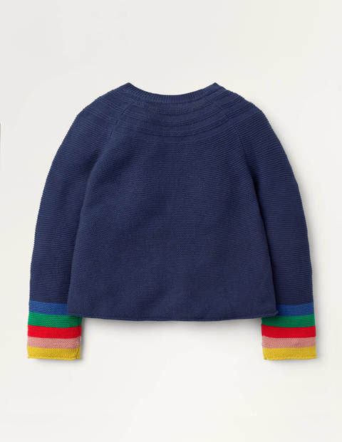 Cotton Cashmere Mix Cardigan - College Navy Rainbow Cotton Cashmere Mix Cardigan - College Navy Rainbow