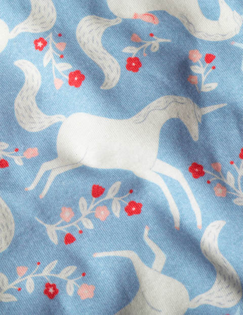 Twin Pack Long John Pyjamas - Blue Unicorn/ Red Stripe Twin Pack Long John Pyjamas - Blue Unicorn/ Red Stripe
