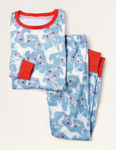 Cosy Long John Pajamas - Frosted Blue Unicorn Floral Cosy Long John Pajamas - Frosted Blue Unicorn Floral