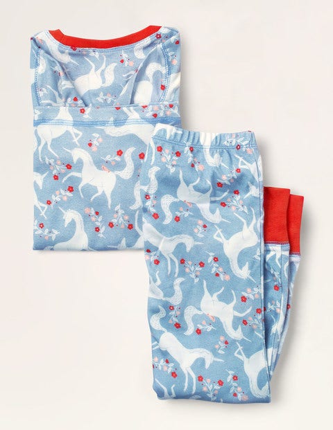 Cosy Long John Pajamas - Frosted Blue Unicorn Floral Cosy Long John Pajamas - Frosted Blue Unicorn Floral